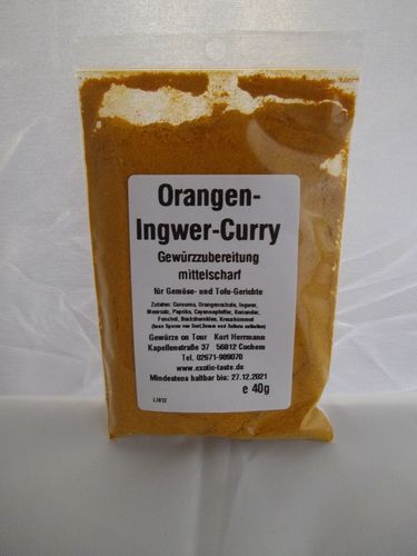 Orangen-Ingwer-Curry Gewürzzubereitung mittelscharf 40g
