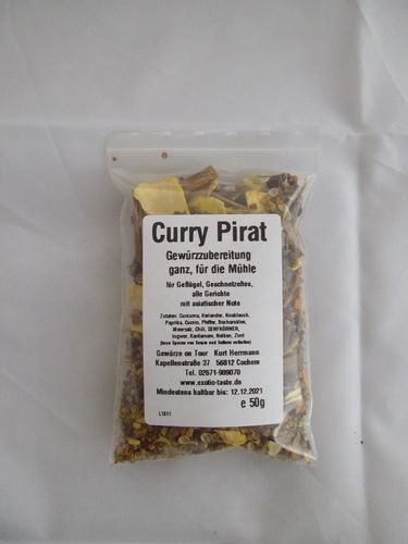 Curry Pirat Gewürzzubereitung ganz, für die Mühle 50g