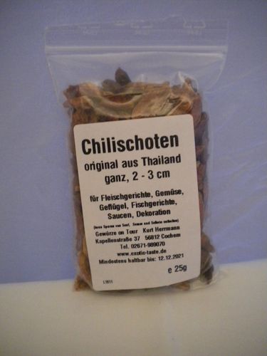 Chilischoten aus Thailand ganz, 2-3cm 25g